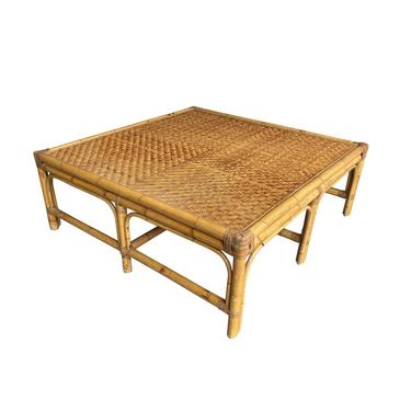 Rattan Square Cocktail Table, France, 1970-80&#8217;s