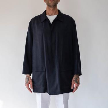 Vintage 90s Donna Karan Gold Label Washed Black Silk Mac Jacket | 100% Silk | MOD, Minimalist, SKA, Tailored | 1990s DKNY Mens Silk Overcoat 