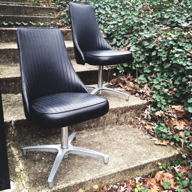 Sculptura Chromcraft Swivel Kitchen Dining Chairs Pair Mid Century