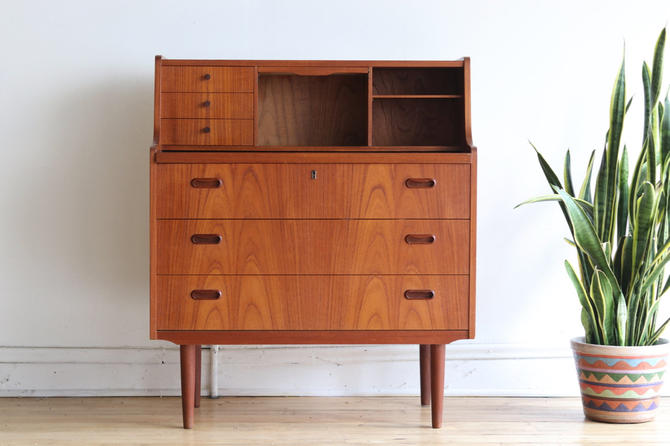 Mid Century Danish Modern Teak Secretary Desk By Sharkgravy From