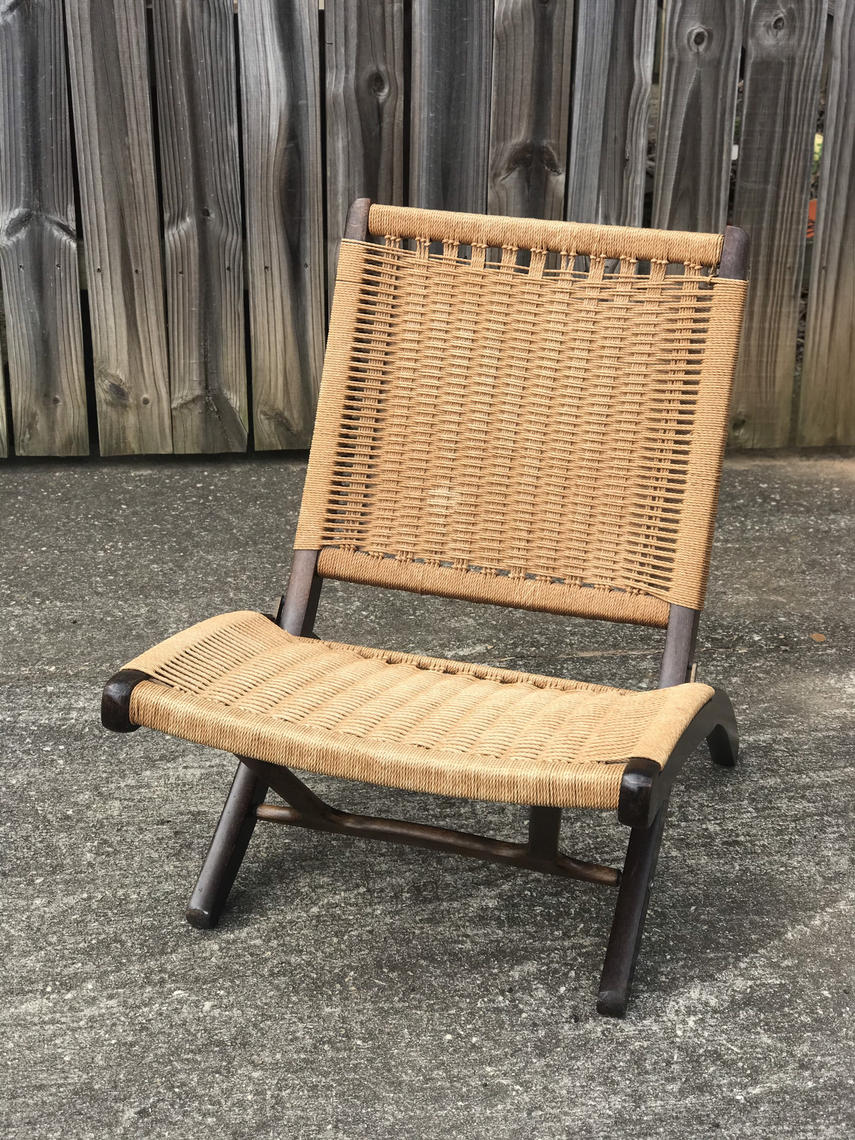 MCM folding rope chair in the style of Hans Wegner Holbrook Bazaar