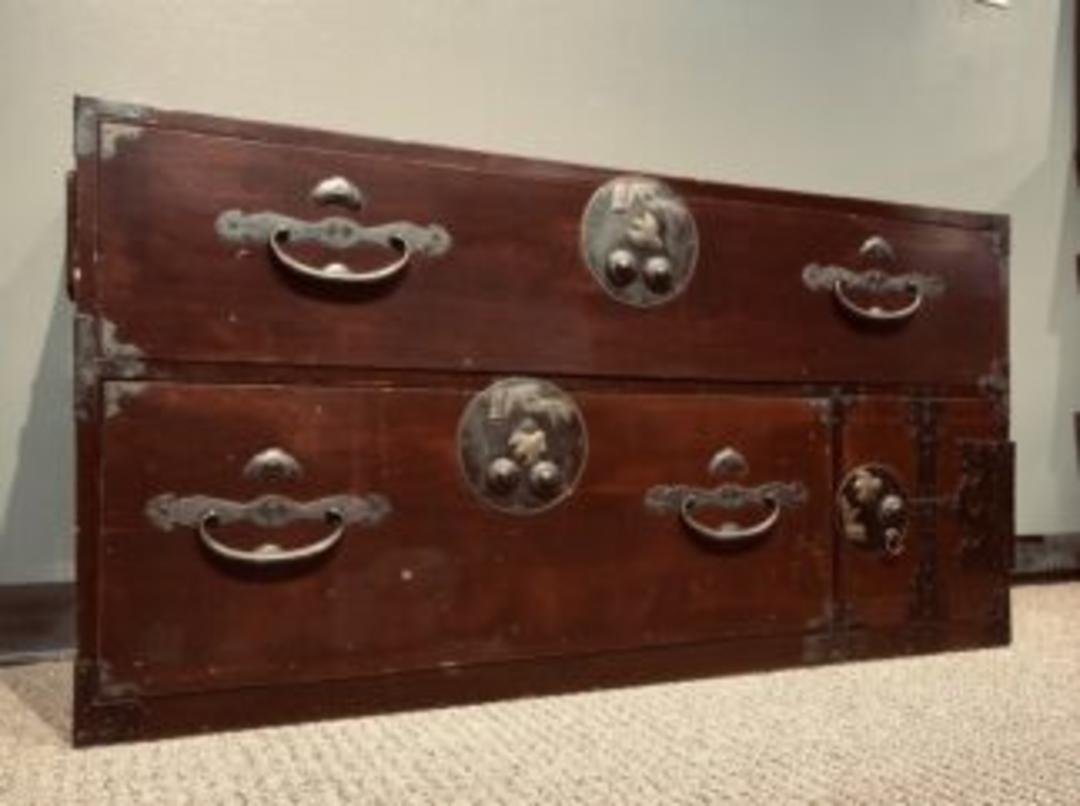 Antique Japanese Single Nihonmatsu Tansu Clothing Chest Kuraya