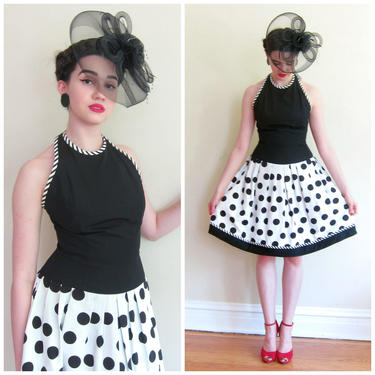 1980s polka hot sale dot dress