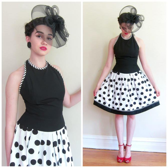 Polka dot dress 80s hotsell