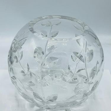 Tiffany & Co. Floral Vine Crystal Rose Bowl Vase 7&quot; Claus Josef Riedel 