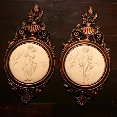 vintage Dart Industries Greco Roman nude wall plaques/set of two 
