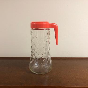 Vintage Tang 1 1/2 Qt Plastic Pitcher Orange Flip Top Lid 