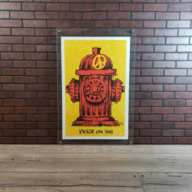 1970s Vagabond Creations Reese James Peace on You Fire Hydrant Poster 23"x35" 