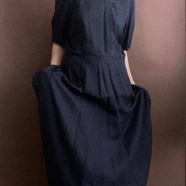vintage navy linen blend maxi dress xl 