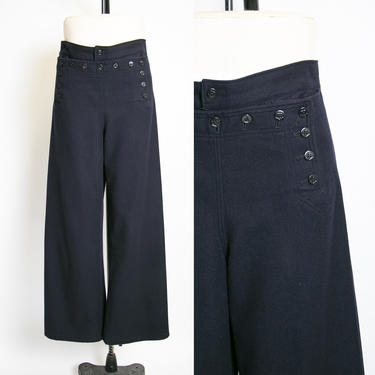 Vtg on sale 50s Navy Wool Sailor Uniform Pants / Wide Leg Trousers