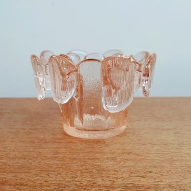 Vintage Viking Art Glass | Finnish Crown Votive Vessel | 2 1/2&amp;quot;H | Light Pink 