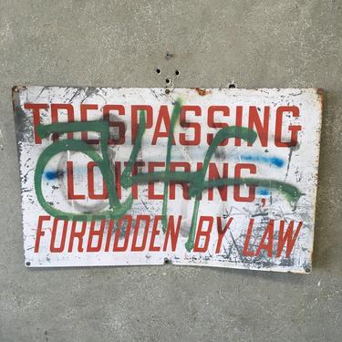 Vintage Trespassing Forbidden by Law Sign with Graffiti