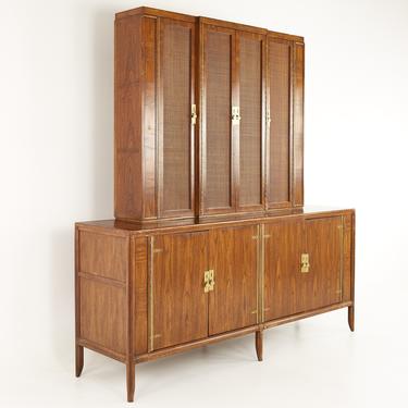 Mastercraft Mid Century Walnut and Brass Buffet and Hutch - mcm 