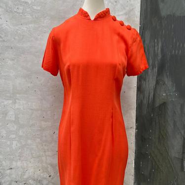 Vintage 60s Orange Linen Sheath Dress (Valeria's Favorites)
