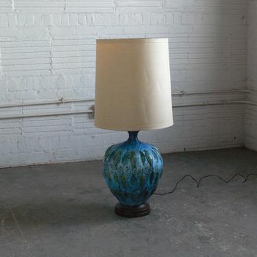 Mid Century Modern Ceramic Pottery Large Bitossi Inspired Table Lamp 