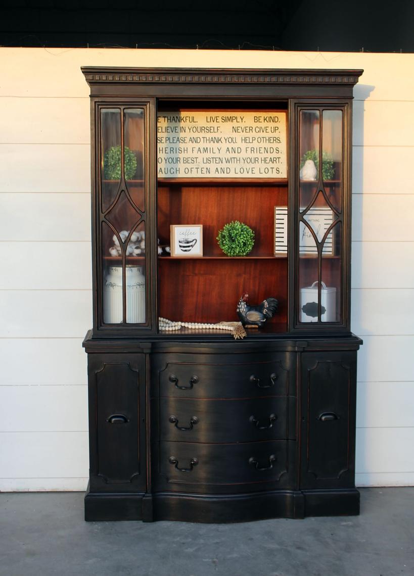 Black Distressed French Hutch Odds & Ends Imperial, CA