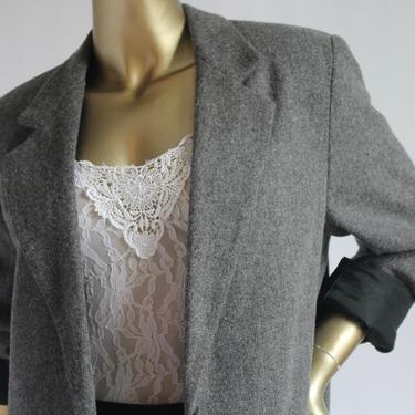 1980's Grey Wool Boyfriend Blazer fits fits M - XL 
