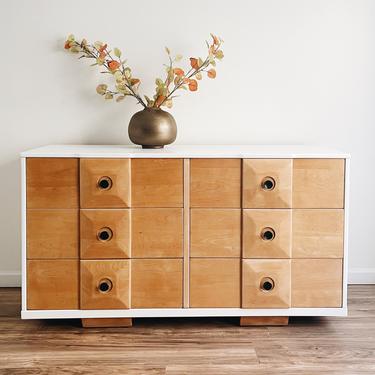 White + Natural Wood Dresser 