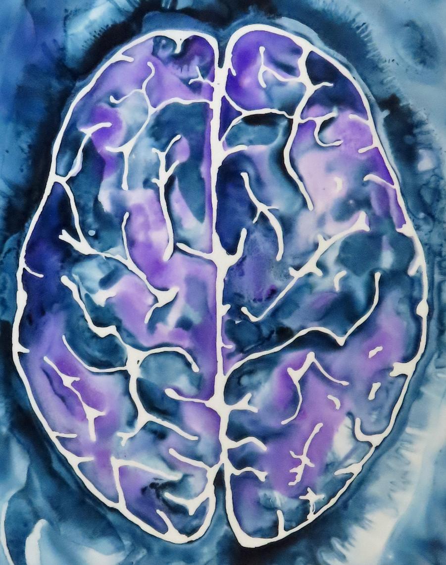 Indigo and Violet Ink Brain - original ink painting on | Artologica ...