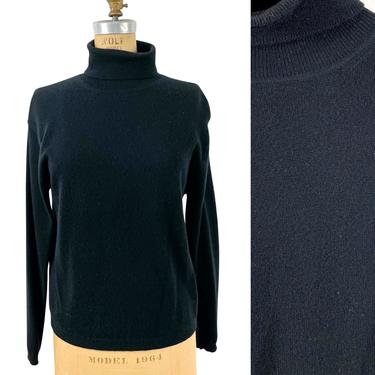 1980s black cashmere turtleneck by Lord &amp; Taylor - size small 