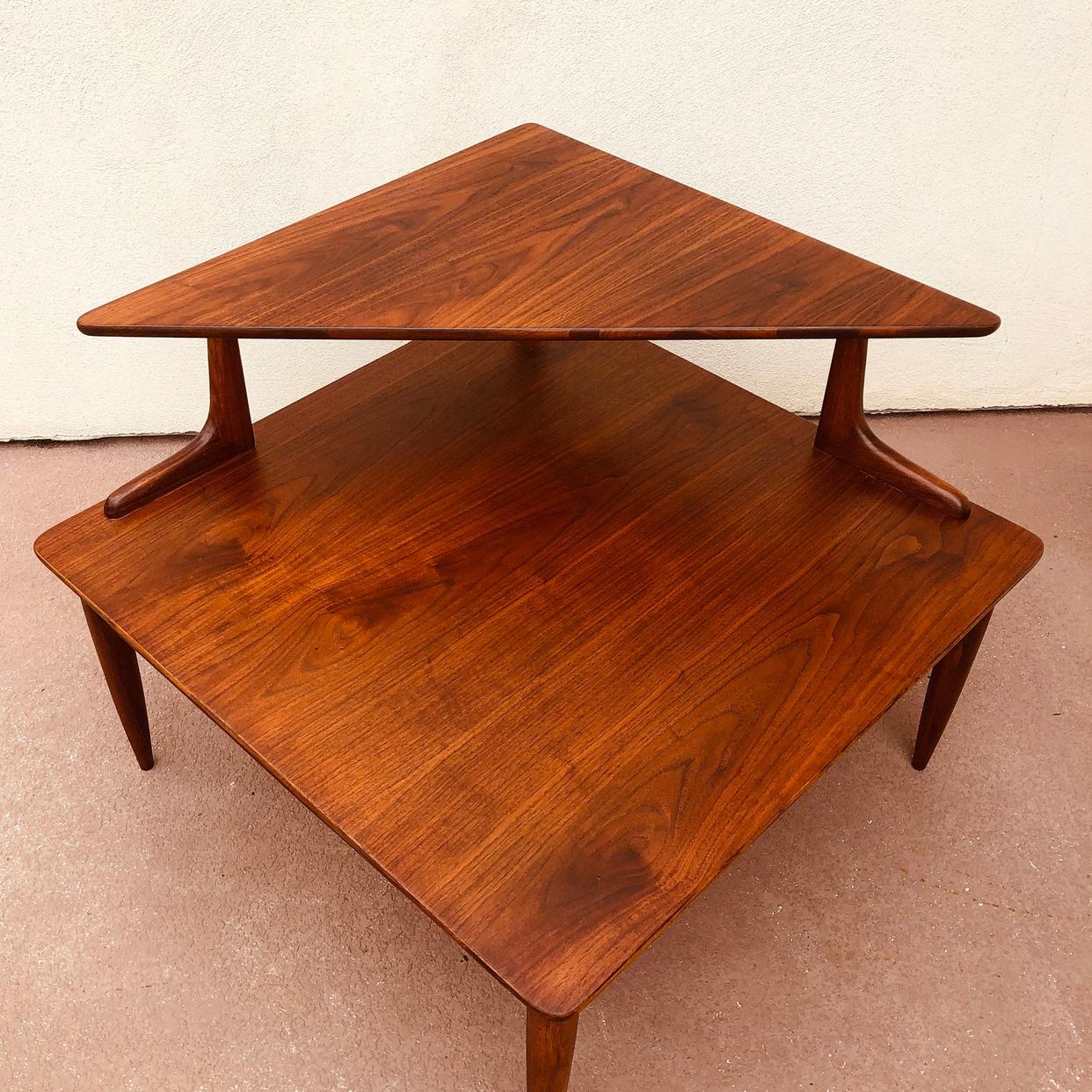 Vintage Mid Century Modern Mersman Corner Side Table | Bentwood