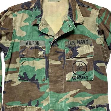 Vintage US Navy SEABEES Ripstop Camouflage Jacket ~ size