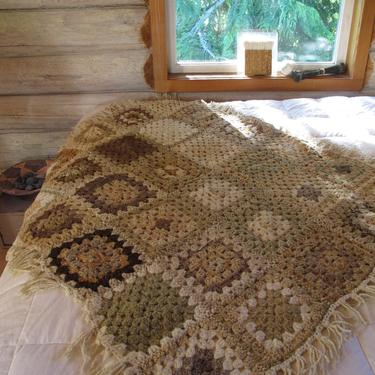 70’s Vintage Hand Crocheted store Granny Squares Afghan