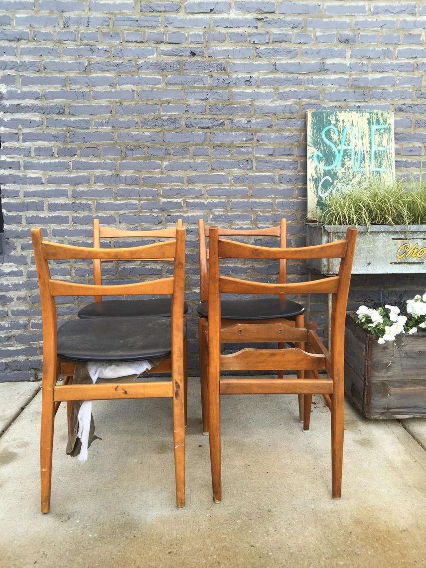 MidCentury Modern Black Vinyl Chairs Set of 4 Barefoot Dwelling