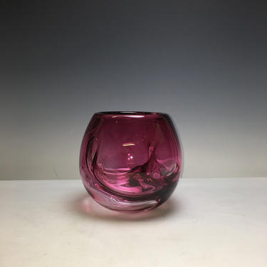 Stunning Michelle Kaptur Art Glass Vase Hand Blown Pink Biomorphic ...