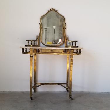 1950s Italian Marble and Brass Dressing Table 