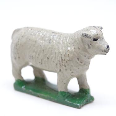 Vintage 1950's English Sheep, Hand Painted Lead Farm Toy, Retro Decor 