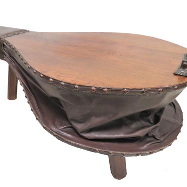 Unique Furniture | French Vintage Wood Coffee Table Shaped Like A Blasksmith Bellows 