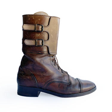 POLO RALPH LAUREN BROWN LEATHER MILITARY BOOTS