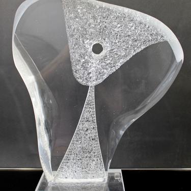 Contemporary Modern Nani Signed Clear Lucite Acrylic Abstract Table Sculpture 