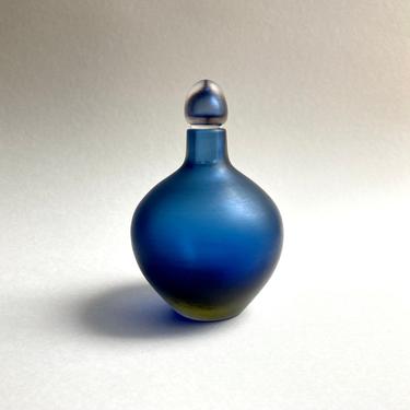 Paolo Venini Inciso Murano Glass Bottle / Decanter in Blue Yellow Sommerso 2005 
