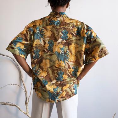 vintage silk Hawaiian yellow shirt / sz L 