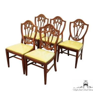 Set of 5 Vintage Antique Solid Mahogany Duncan Phyfe Style Shield Back Dining Side Chairs 