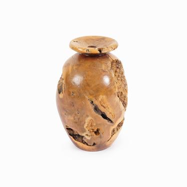 Burl Wood Vase Hand Turned Vintage 