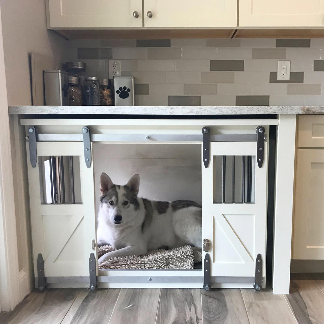 Rustic Dog Crate - Sliding barn doors / Fully Custom / Dog House