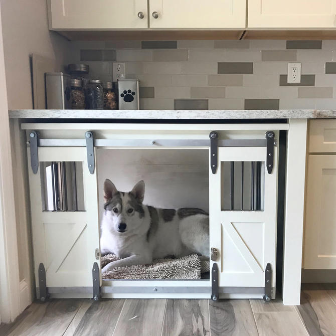 Rustic Dog Crate Sliding Barn Doors Fully Custom Dog House