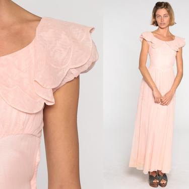 Baby Pink Party Dress 50s Maxi Dress Party Cocktail Dress Maxi 1950s Formal Evening 60s Vintage Cap sleeve 2xs xxs 