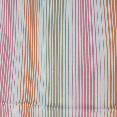 Vintage 1950's Stripe Fabric / 1960's Pink, Orange, White Stripe Fabric 