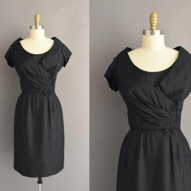 1950s vintage dress | Corosi Black Silk Cocktail Party Bridesmaid Wiggle Dress | Small | 50s dress 