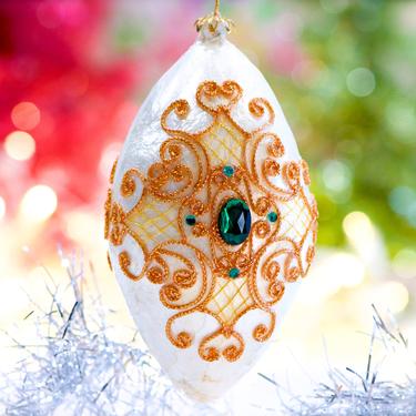 VINTAGE: Capiz Shell Ornament -  Hand Painted - Shell Ornament - Translucent Shell Ornament - SKU 30-400-00033597 