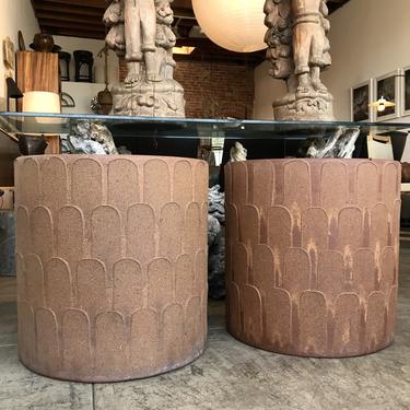 Pair Stoneware 'Leaf Pattern' Planters