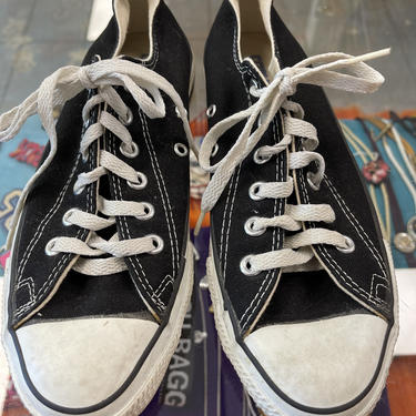 Converse Shoes Sneakers 80s Vintage black 1980s USA Lace Up Low top Men's Size 6 1/2 