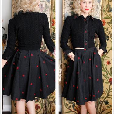 1950s Catherine Scott Knit Sweater &amp; Swing Circle Skirt // vintage 1950s sweater + skirt set 