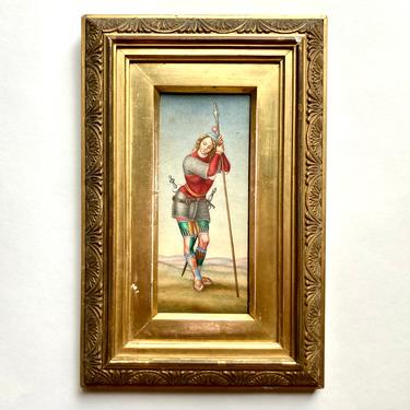 Lovely Antique Grand Tour Watercolor Painting of a Pikeman after Luca Signorelli 