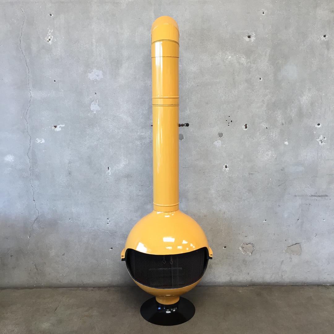 Vintage Mid Century Modern Yellow Orb Fireplace | Urban Americana