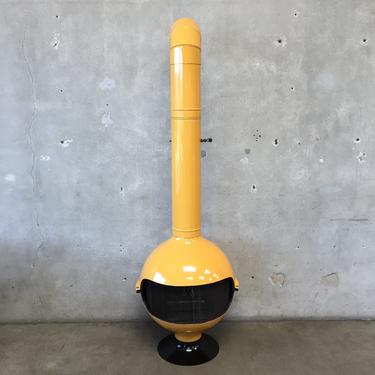 Vintage Mid Century Modern Yellow Orb Fireplace